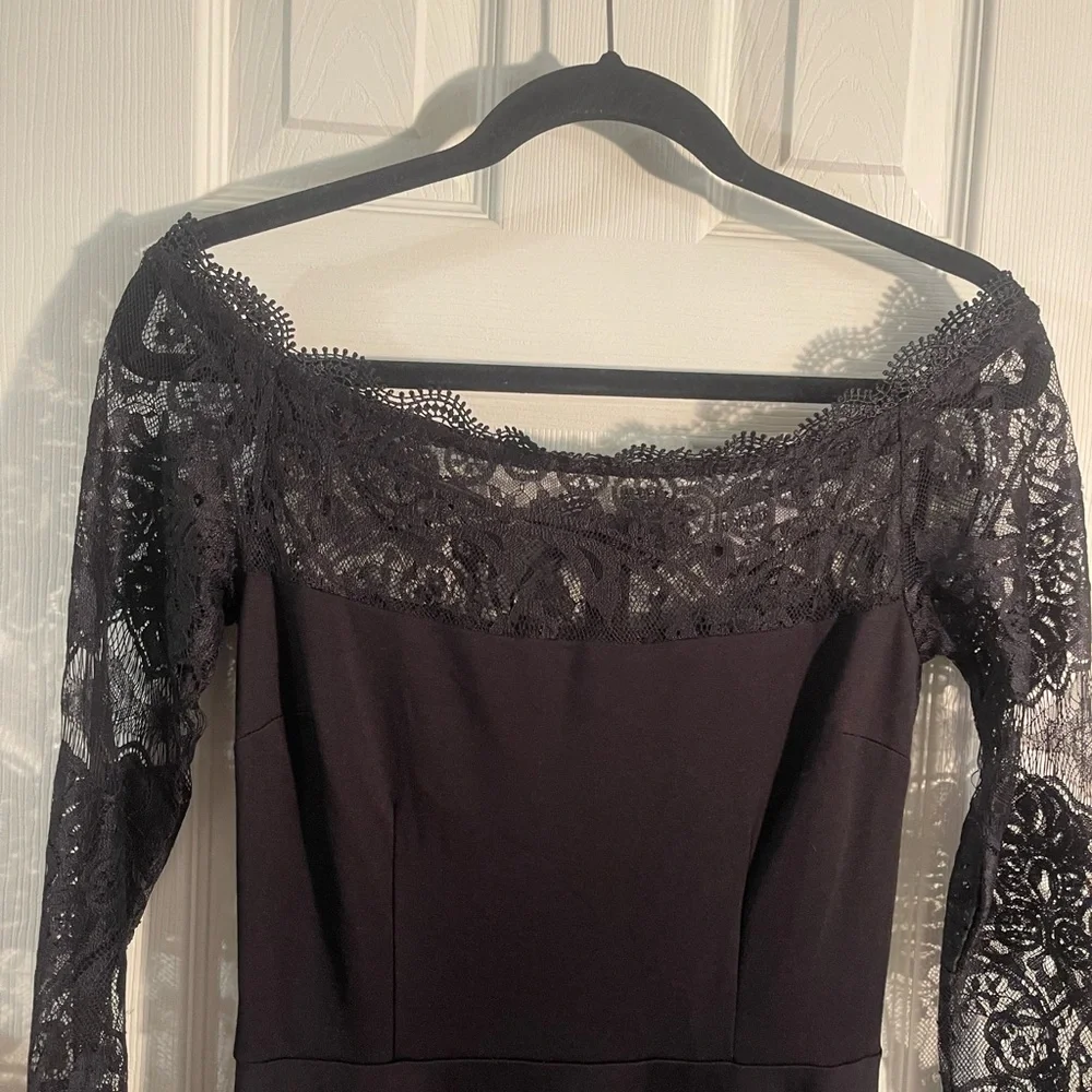 NWT BB DAKOTA Lace Off the Shoulder Black Knee Length Dress - Picture 6 of 14